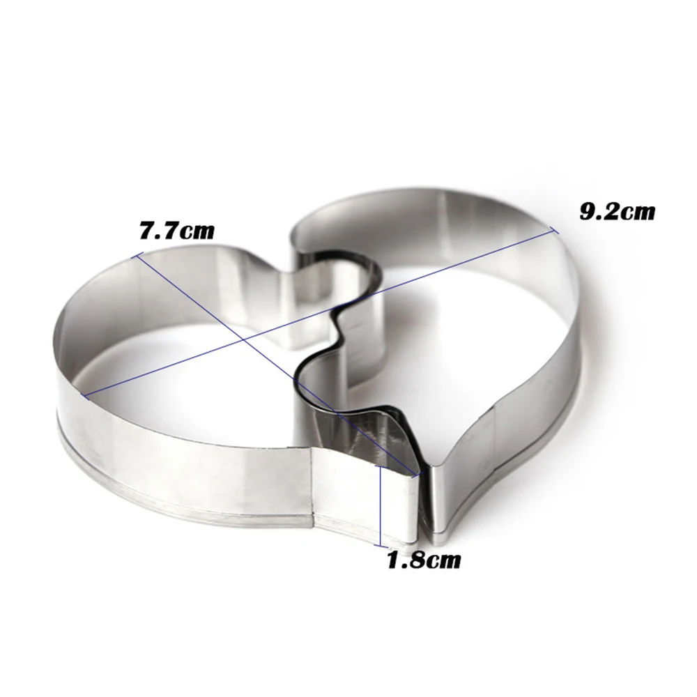 2Pcs Heart Puzzle Cookie Cutter Mould Baking Tool Stainless Steel Biscuits Mold Cake Decorating 2Pcs Heart Puzzle Cookie Cutter Mould Baking Tool Stainless Steel Biscuits Mold Cake Decorating