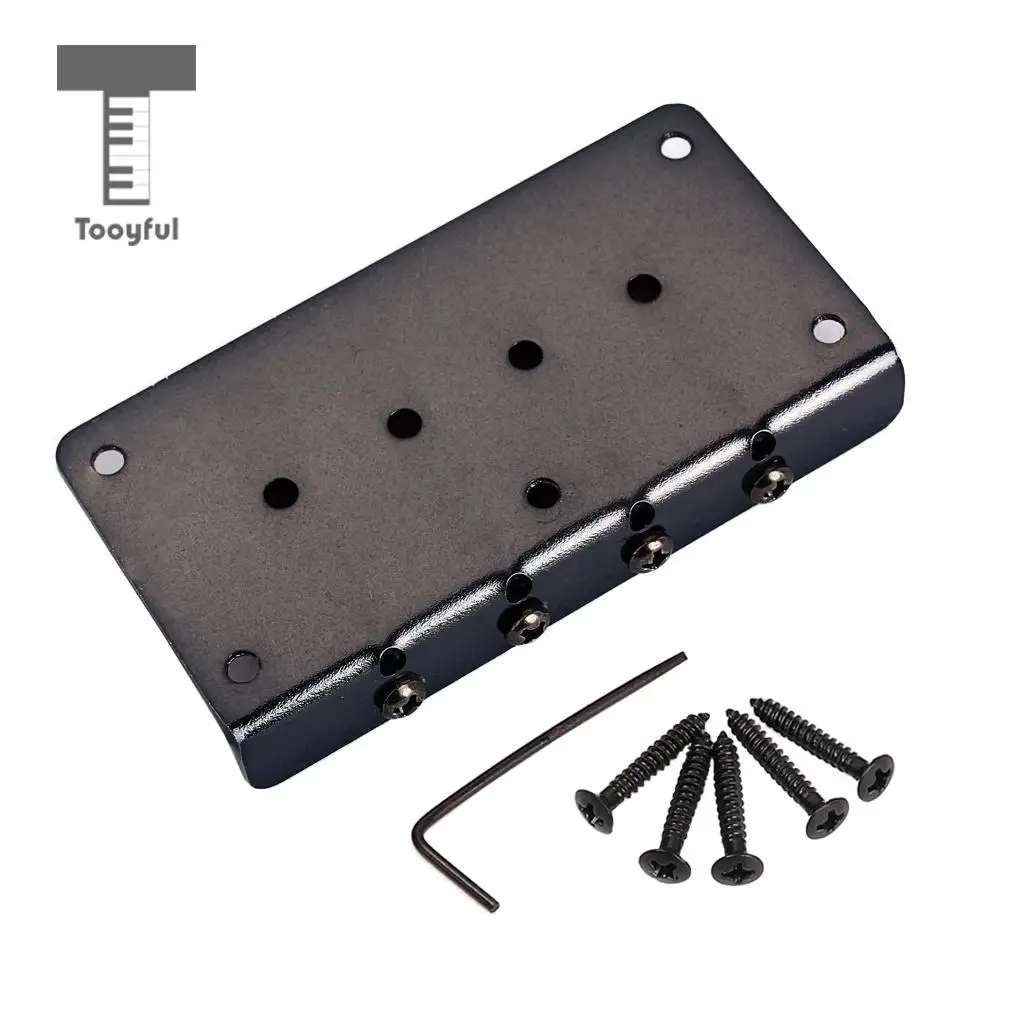 Tooyful Exquisite 1 Set 4 String Guitar Saddle Bridge Hardtail for Cigar Box Guitar ReplacementParts Black