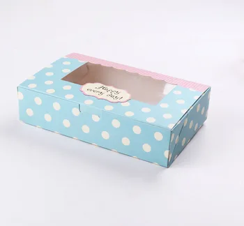 

30pcs 21.5*13.5*5cm Vintage Packaging White cardboard Paper Wave window Box For Candy\Cake\Dessert \party Packing boxes