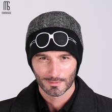 Manoswe, осенне-зимняя мужская шапка с вышивкой, очки, облегающая шапка, вязанная шерстяная проволока, теплые мягкие вязаные шапочки из хлопка