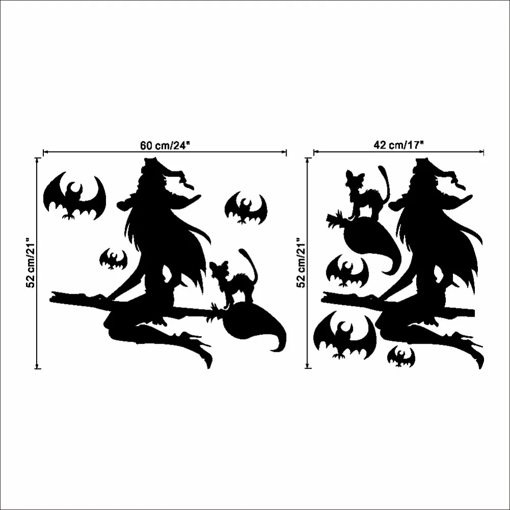 Creative DIY Halloween PVC Wall Sticker Home Decor Removable Waterproof Vinyl Decal Christmas Bat Witch Halloween Wall Stickers
