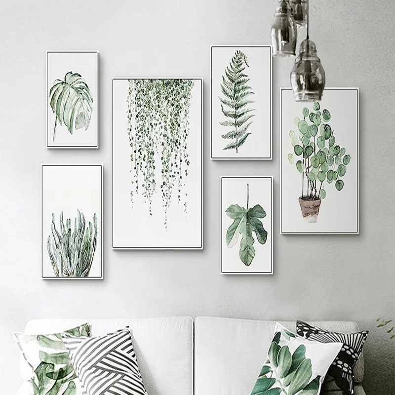 

3PCS/LOT Scandinavian Small Fresh Green Plant Decoration Paintings Living Room Modern Simple Paintings Home Decoration Products