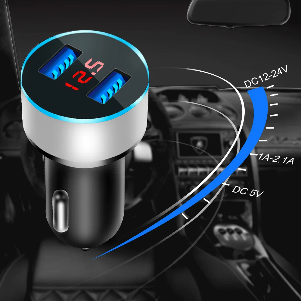 Universal Dual Usb Car Charger 5V 3.1A With LED Display Phone Car-Charger for Xiaomi Samsung S8 iPhone X XS 8 Plus Tablet etc