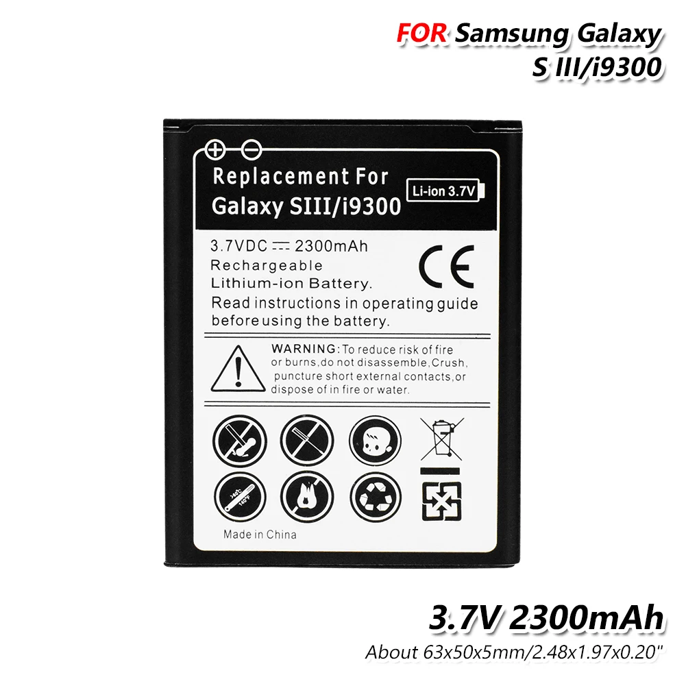 Литий-YCDC Сменный аккумулятор для samsung Galaxy S3 GT-i9300 L710 i747 i535 R530 T999 литий-ионный аккумулятор 2300 мАч