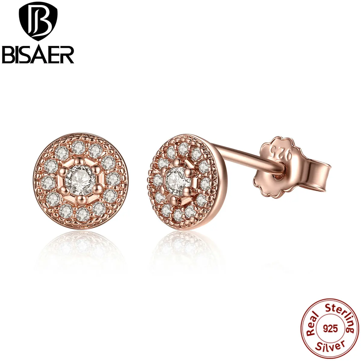 

100% Pure Silver Earrings 925 Sterling Silver Radiant Elegance, Clear CZ Women Stud Earrings Jewelry Brincos WEUS451