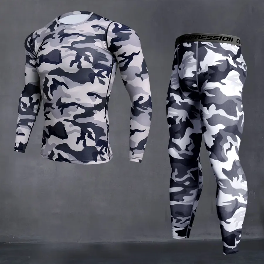 Компрессионный Спортивный Костюм 4xl колготки для футболок мужской фитнес комплект термобелье мужской беговой костюм бренд Гидрокостюмы в стиле MMA - Цвет: set