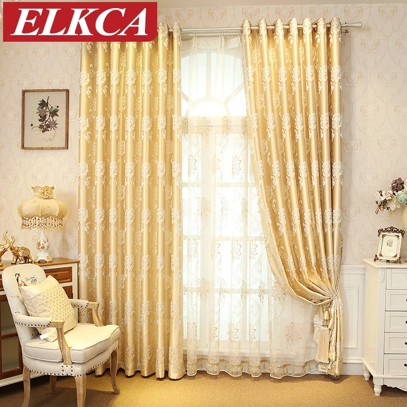 Jacquard Living Room Curtains Luxury Royal Foral Curtains ...