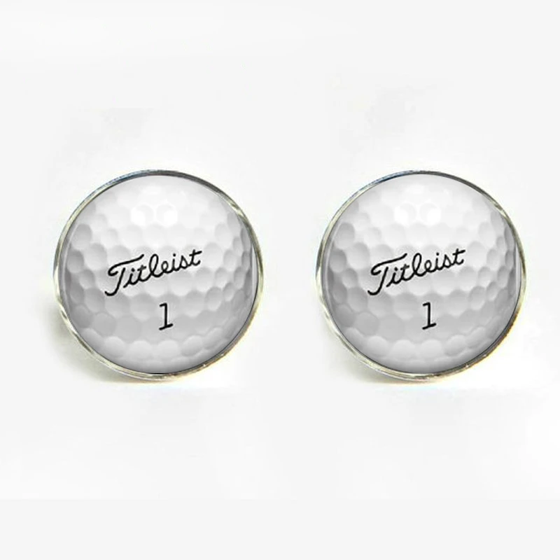 1 pair New Fashion wedding cufflinks for mens Golf Ball Cufflinks Round Glass Hand made
