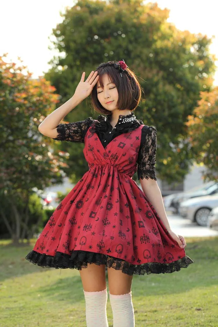 JSK Lolita Cute Lolita Costume Japanese Style Lovely Print
