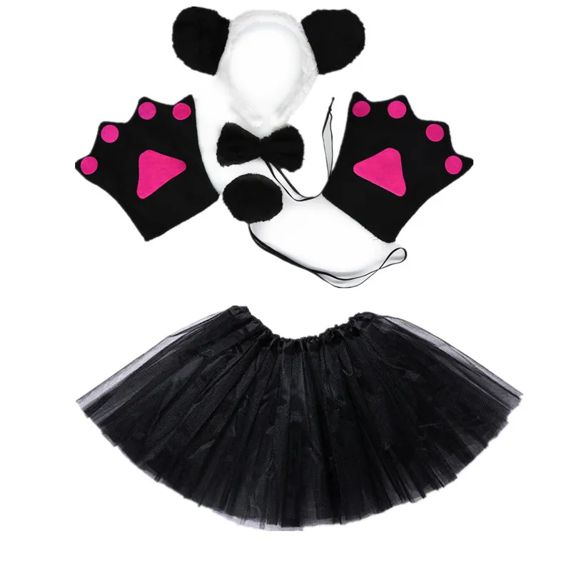 Panda Cosplay Animals Headband Bow Tail Paws Tutu Skirt Set Kids Children Girl Party Up Props Costume Halloween Christmas Panda Cosplay Animals Headband Bow Tail Paws Tutu Skirt Set Kids Children Girl Party Up Props Costume Halloween Christmas