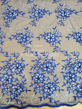

5yards/bag Mixed color embroidery flower pattern beaded lace fashionable French new cloth used for wedding dress fashion stage