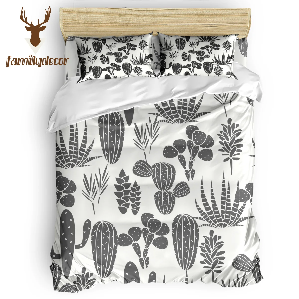 

FamilyDecor Succulent Plant Cactus Plant White Desert Plant Bedding Set Luxury Comforter Bedding Sets 3D King Size Red Blue Cott