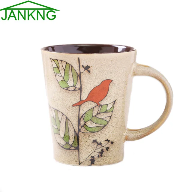 Jankng 400ml Bird Tree Pant Ceramic Mugs Cup Novelty Hand Painted Jankng 400ml Bird Tree Pant Ceramic Mugs Cup Novelty Hand Painted Coffee Mug Birthday Gift