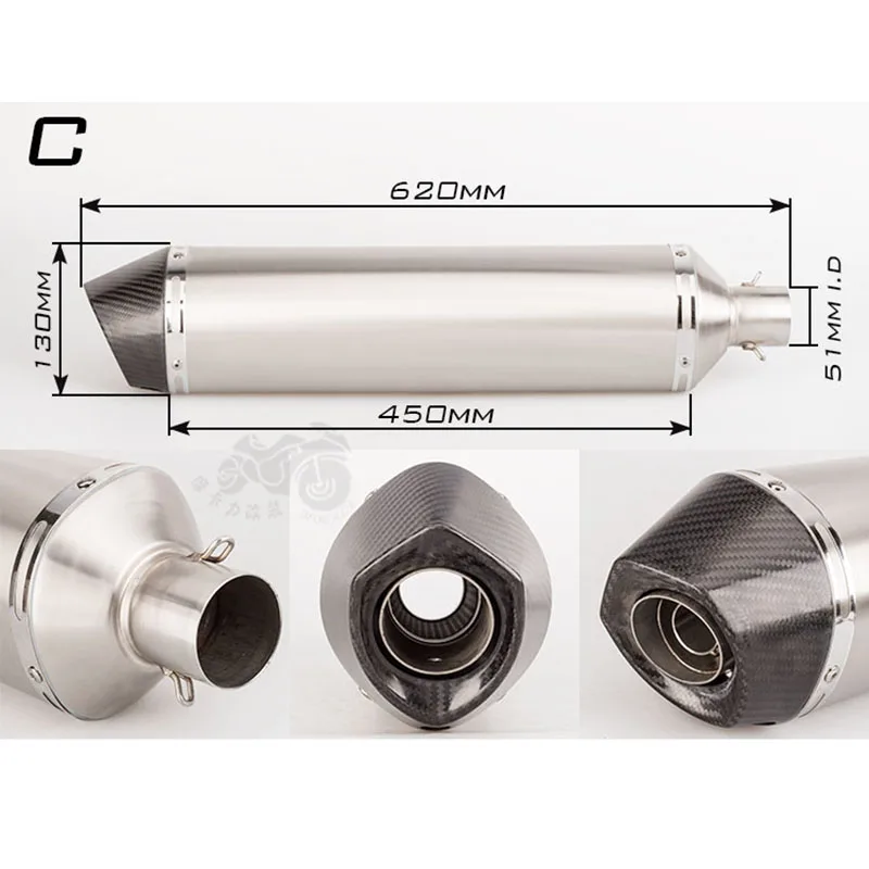

620mm Motorcycle Akrapovic Arrow carbon fiber head exhaust pipe escape moto TMAX500 TMAX530 XMAX300 plus long large displacement