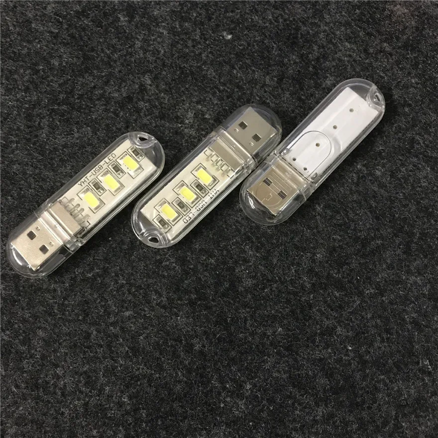 500pcs Mini USB drive LED Night Light Lamp Flashlight Keychain Lamp Portable USB Power Pure White 8 3 LED Strip Pocket