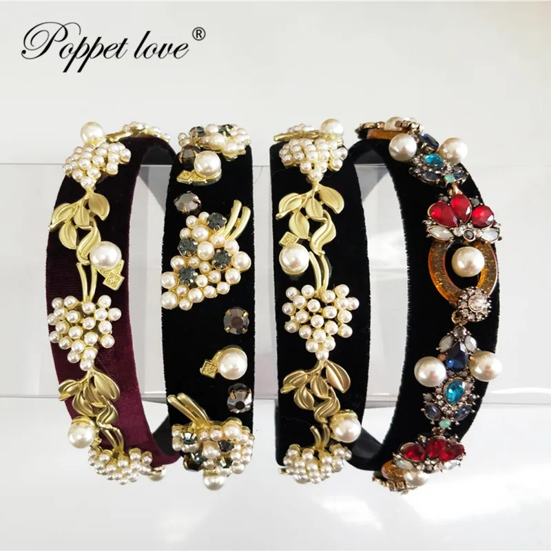 

Baroque Luxury Pearl Bridal Crown Wedding Party Prom Vintage Full Crystal Big King Queen Tiara and Crown coroa