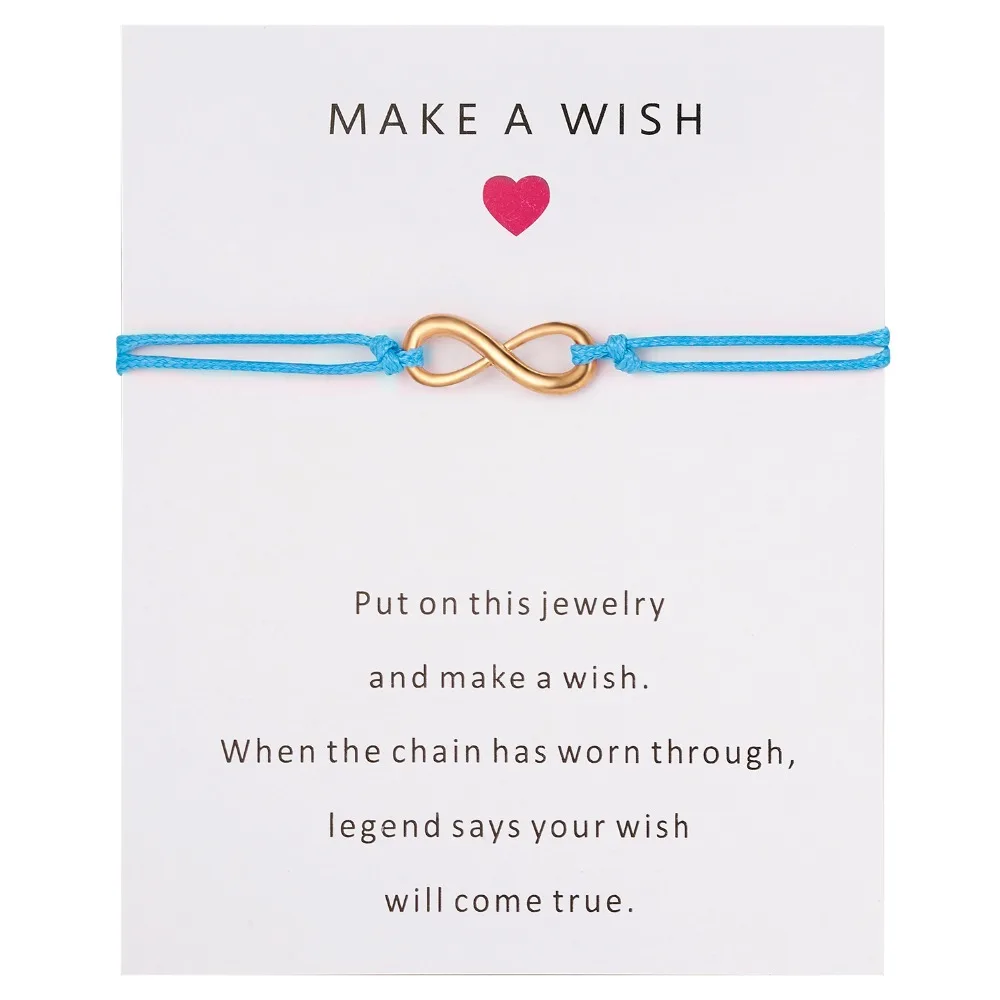 

Rinhoo 11*9cm Make A Wish Paper Card Vintage Zinc Alloy "8" Word Pendant Bracelet Accessories Gift For Women Party Gift