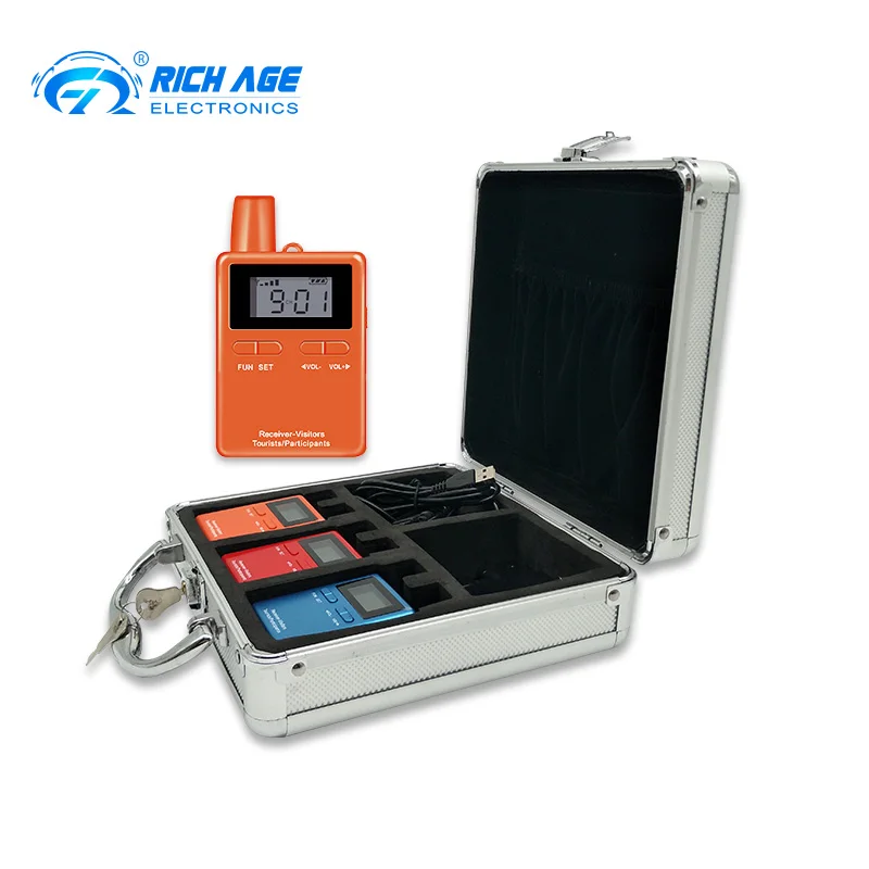 

RichiTek Tour Guide Systems UHF Earphone 1 Transmitter+3 Receivers For Hajj With Headset Microphone