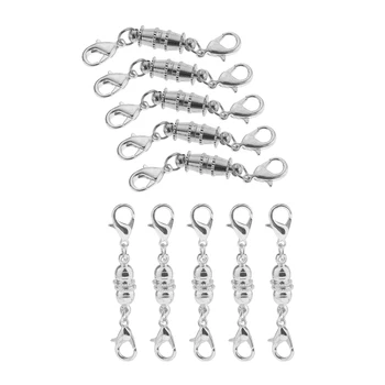 

10 Pieces Brass Two Parts Double Lobster Clasp Hook Magnetic Jewelry DIY Findings Connectors for Necklace Earrings