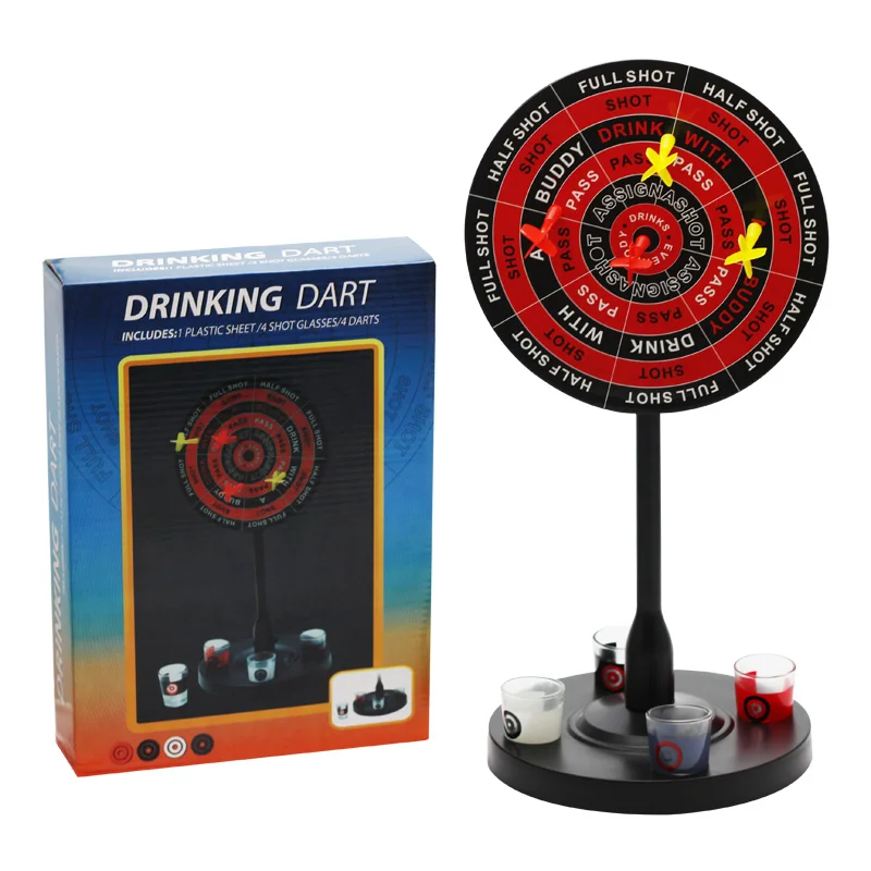 

Novelty and Gag Toys Creative Party Games Drinking Game with 4 Darts Shot Glass Drink Toy Board Games For Adults Iron Dart Plate