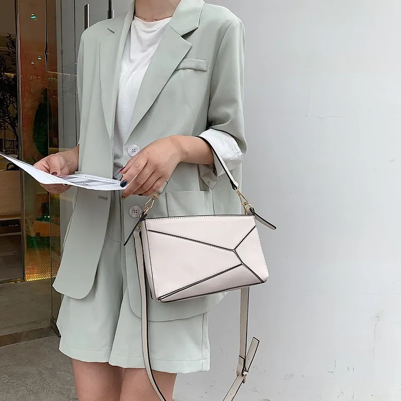 

European Fashion Flap Bags For Women 2019 New Qulaity PU Leather Patchwork Ladies Handbags Simple Shoulder Messenger Bags