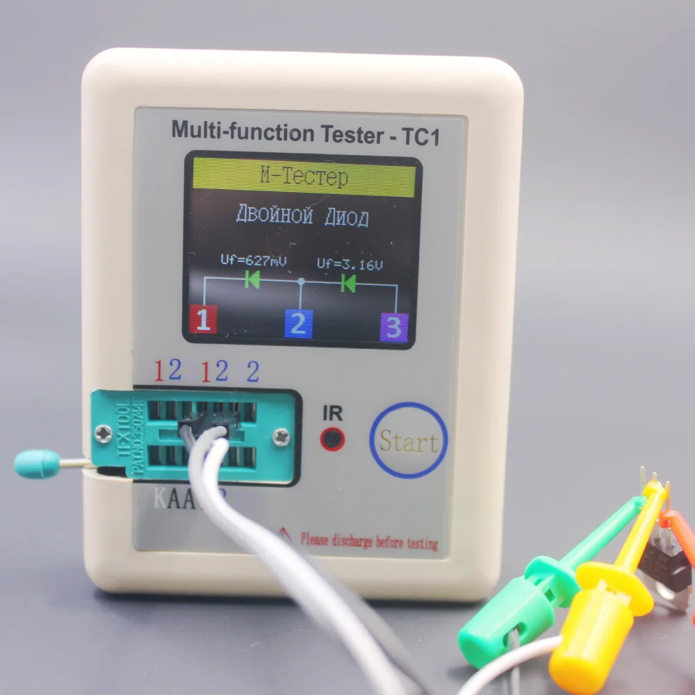 Русский Многофункциональный TC1 Транзистор тестер TFT Диод Триод измеритель емкости LCR ESR NPN PNP MOSFET ИК-измеритель