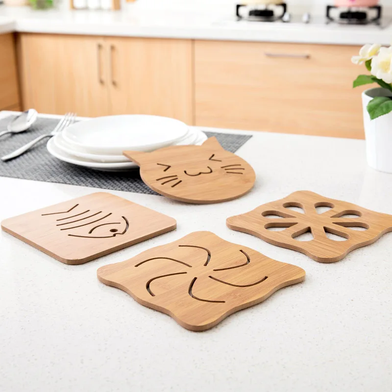 Cartoon wooden table mat insulation against hot pot mat Creative cute