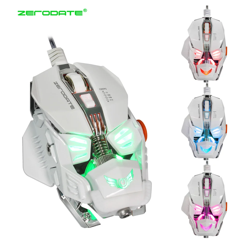  ZERODATE Wired Gaming Mouse Adjustable With LED Light 4000DPI Mice Macro Programming Gamer Mouse Fo