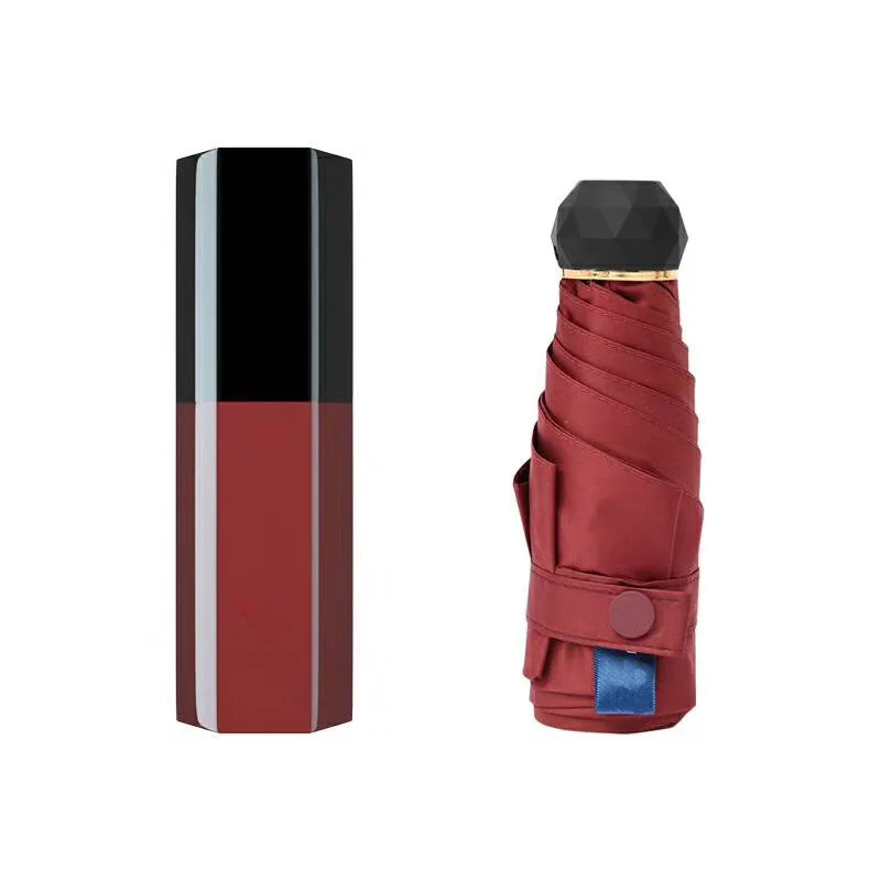 

Lipstick Mini Pocket Umbrella Women UV Small Portable Folding Rain Umbrellas Anti-UV Waterproof Pencil Creative Lipstick Parasol