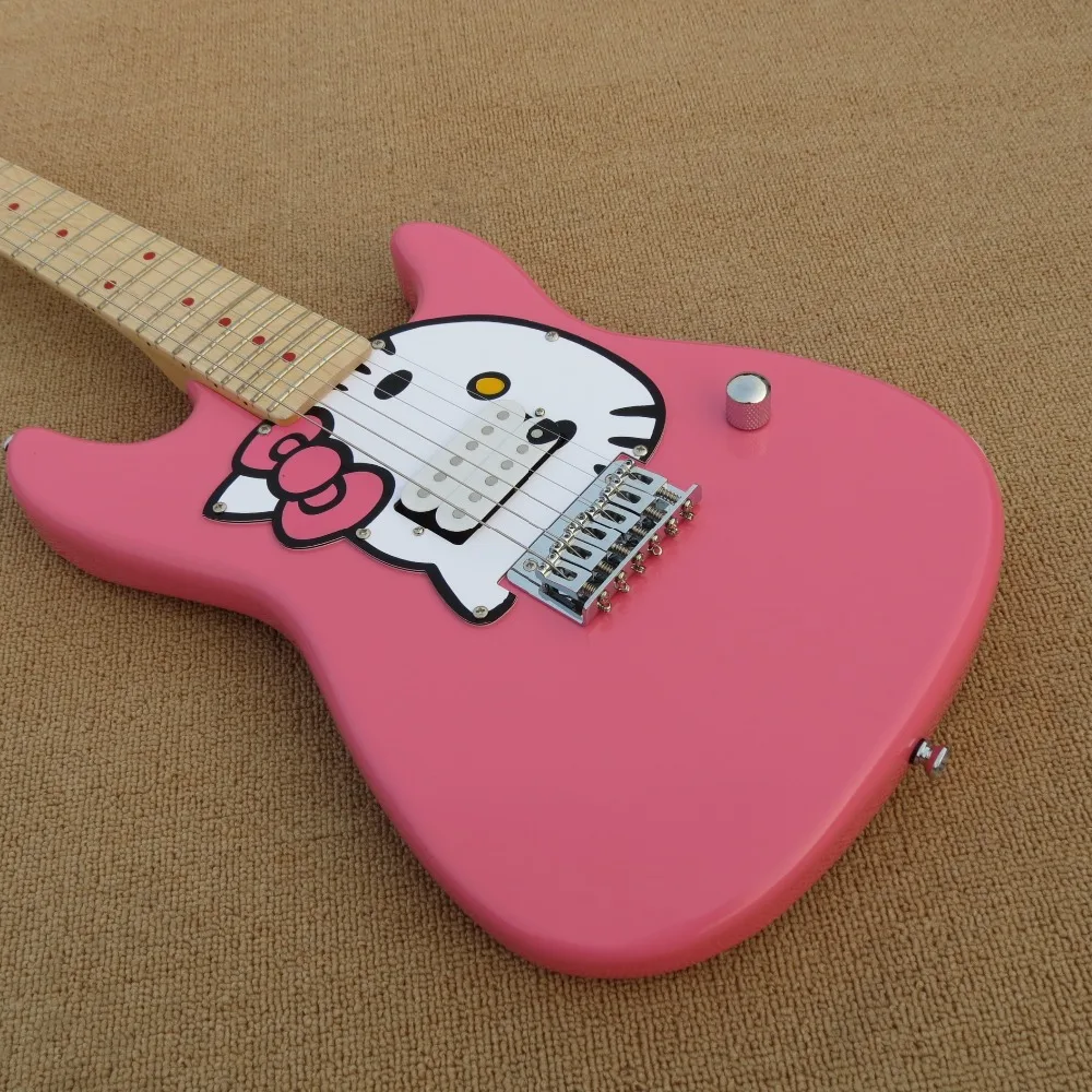 

Custom Hello Kitty Children Electric Guitar with Maple Fretboard dots inlay,customized!PayPal available!S-35