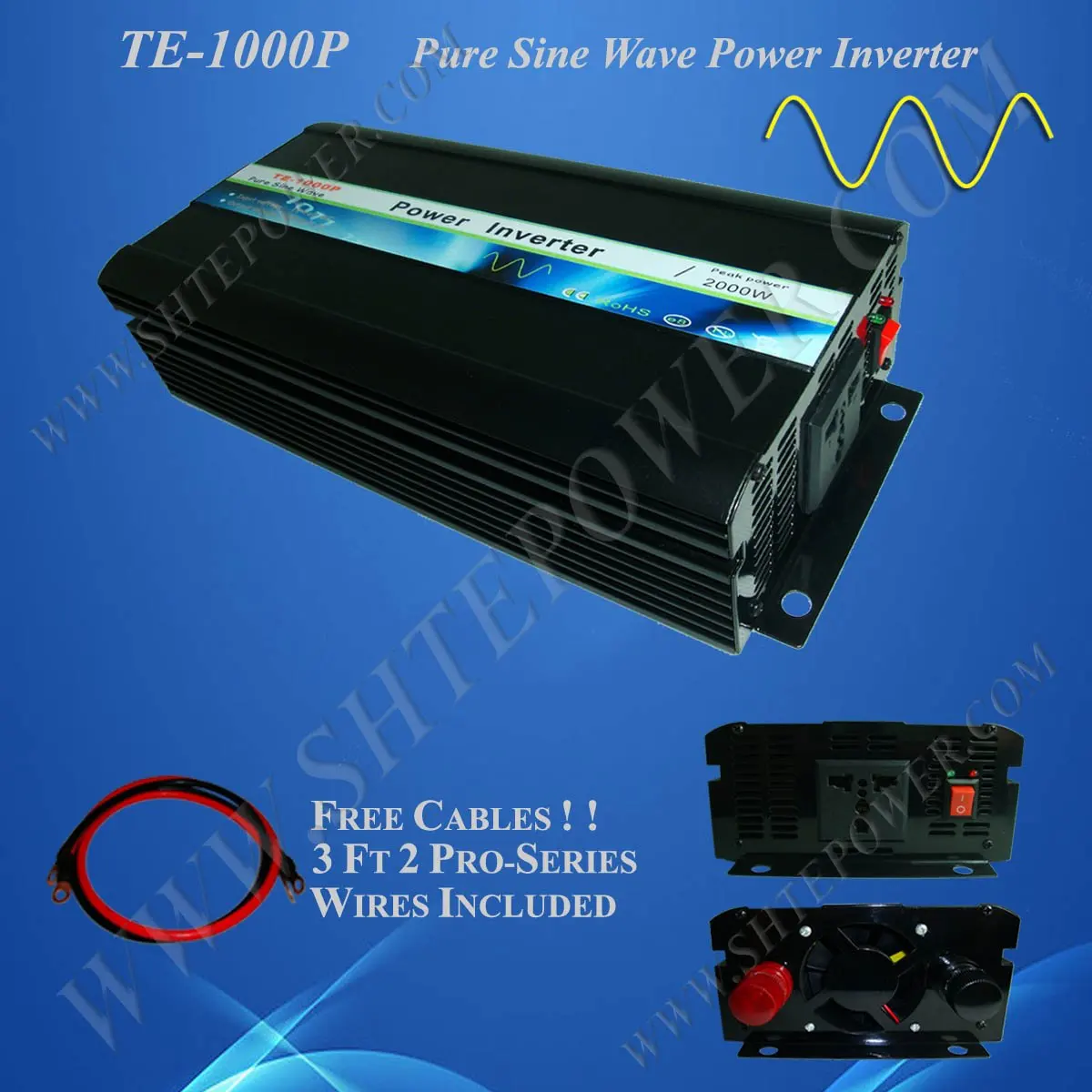 

Off Grid Solar Power Inverter, 1000w 24vdc to 120vac inverter, Pure Sine Wave Power Invertor
