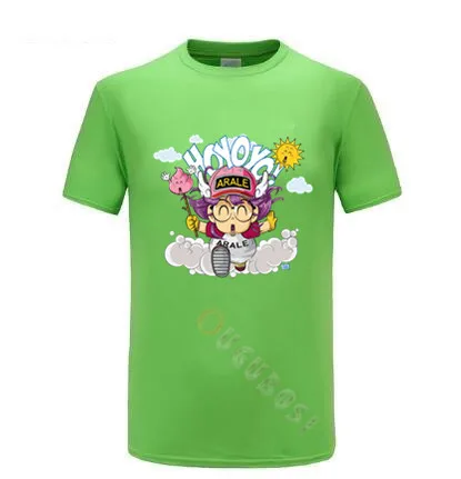 

free shipping Slump T Shirts Men Arale Hoyoyo Birthday Present Tops Short Sleeve Novelty T-Shirt Crew Neck Pure Cotton Tee Shirt