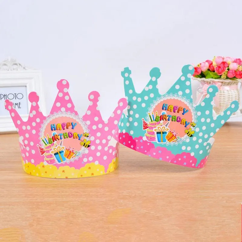 Baby Polka Dot Paper Crown Hat Party Hats Head Baby Shower Birthday