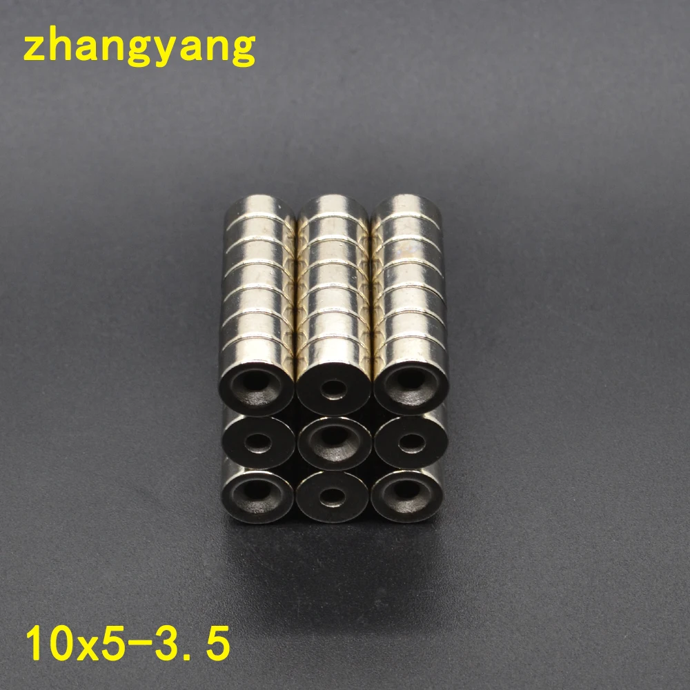 

10pcs 10*5-3mm Powerful Round Ring Magnets 10mm x 5 mm Hole 3mm Rare Earth Neo Neodymium N35 Ring Magnet 10x5