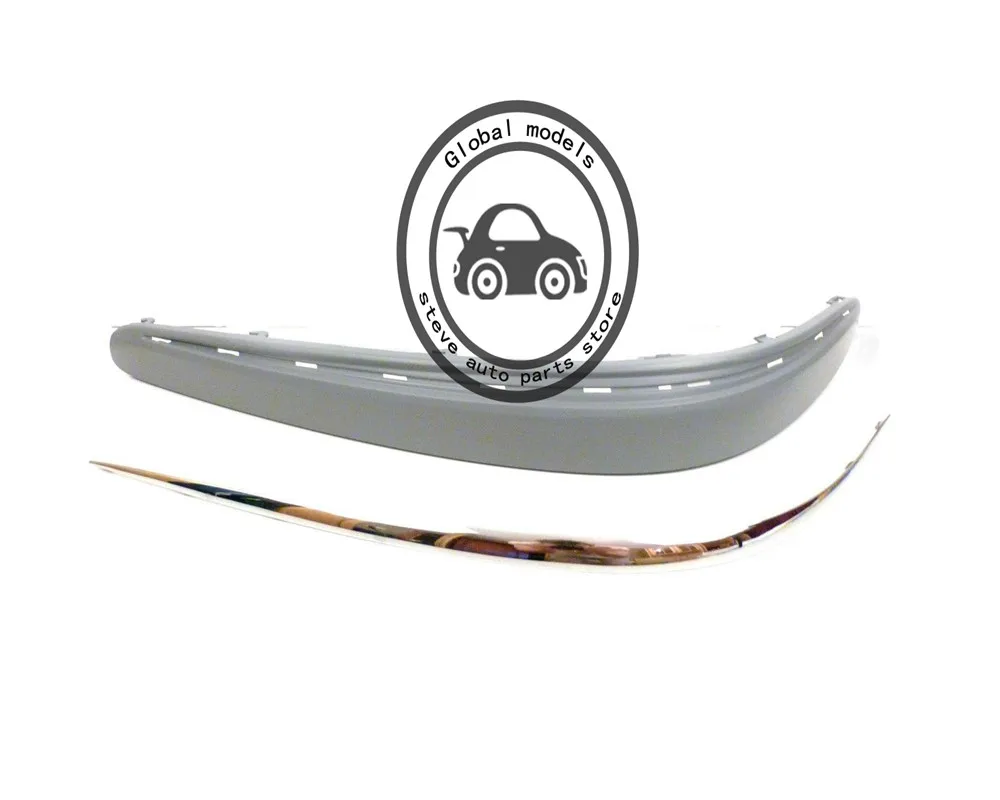 Front Bumper Molding with Chrome Trim pair Trim Strip for Mercedes Benz