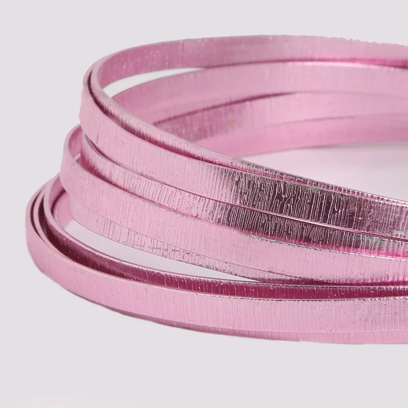 Ювелирный шнур Плоский рельефный алюминиевый провод 3 м/лот 5 мм x 1 мм(толщина 3 мм ширина 1 мм) Мягкая металлическая флористика проволока для рукоделия - Цвет: pink