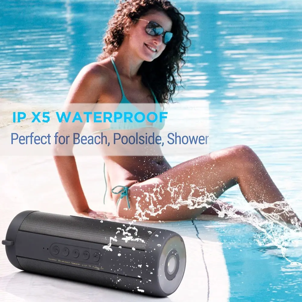 

T2 free shipping Wireless Portable Speaker Stereo Sound System bluetooth speaker with Flashlight IPX5 Water Repellent