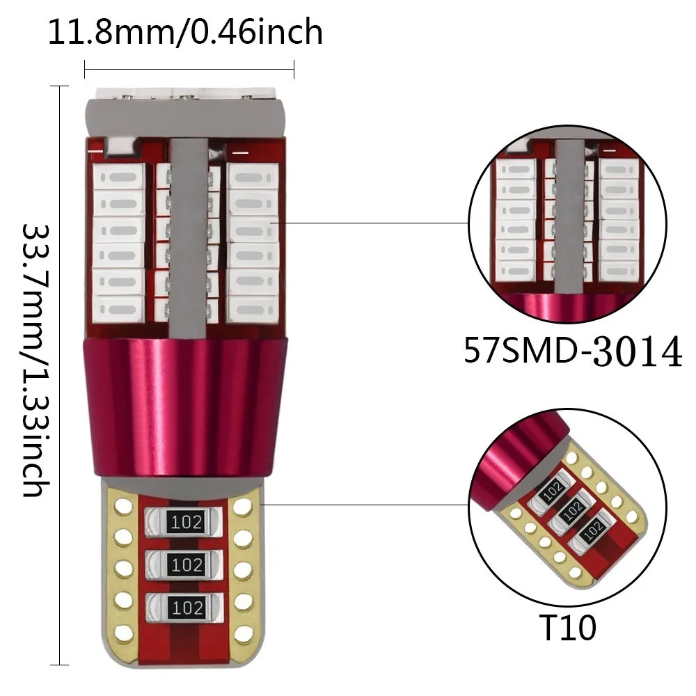 1 шт. автомобильный t10 led 192 w5w супер яркий 57smd canbus без ошибок автомобильный маркер Авто клинообразный габаритный фонарь лампа для парковки боковой светильник