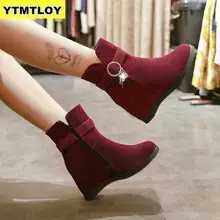 Женские зимние ботинки; женская зимняя теплая Повседневная обувь; ботильоны в римском стиле со шнуровкой и пряжкой; высококачественные Ботинки martin; Уличная обувь