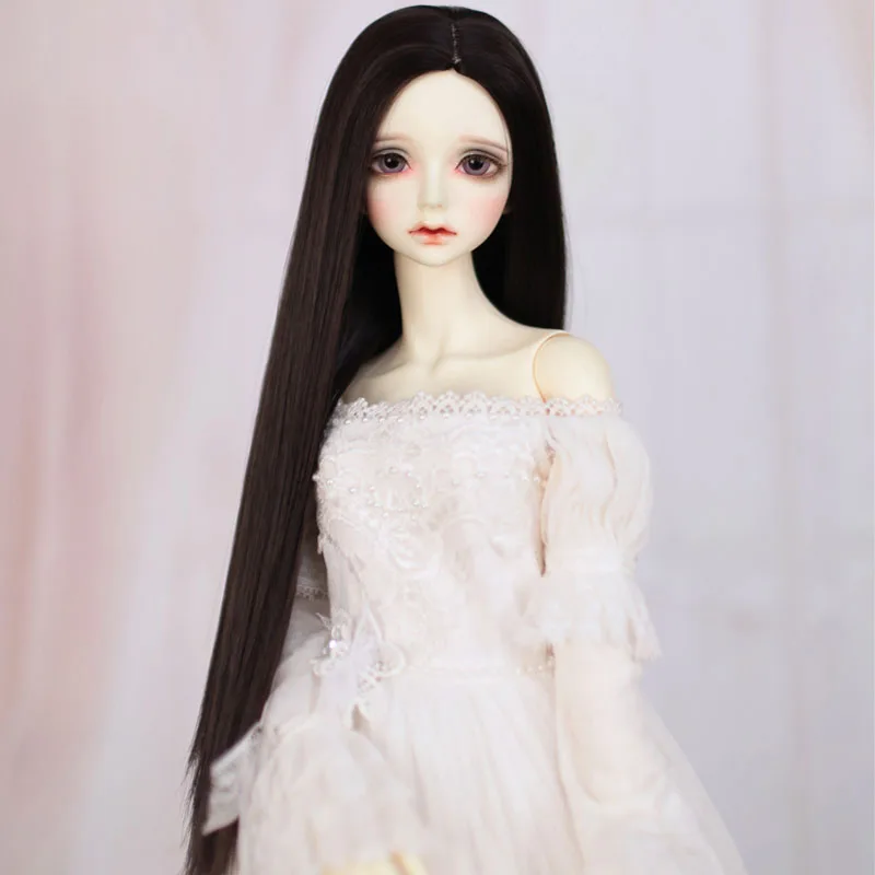 

1/3 1/4 1/6 1/8 Bjd SD Doll Wig High Temperature Wire Long Straight Black Colors BJD Doll Hair