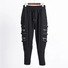 Осенне-зимние брюки на молнии мужские брюки для ног pantalones hombre карго узкие шаровары для мужчин pantalon homme черные