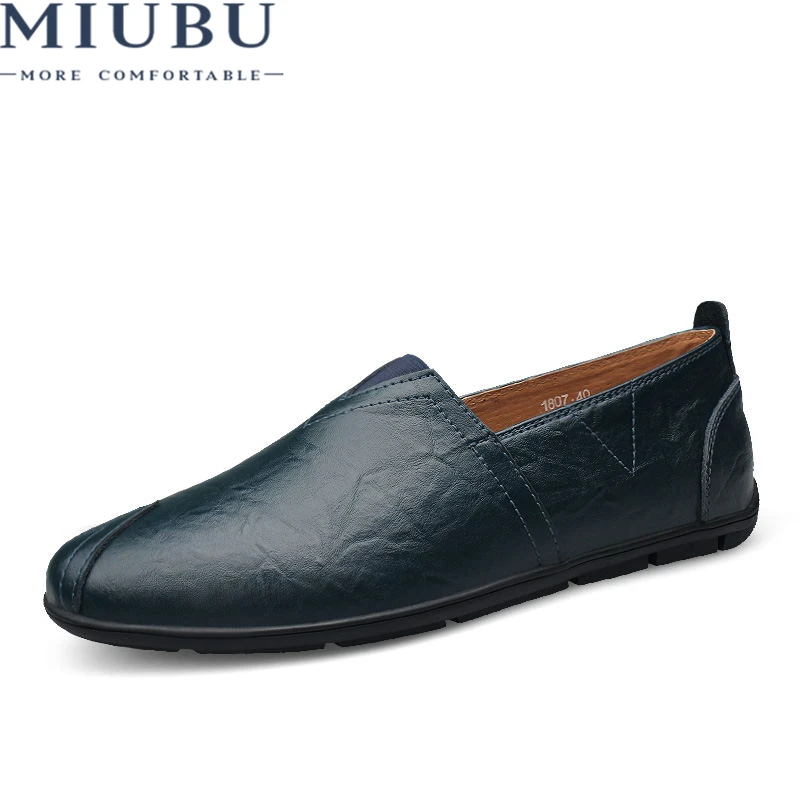

MIUBU New arrival Low price Mens Breathable High Quality Casual Shoes Leather Casual Shoes Slip On men Fashion Flats Loafers