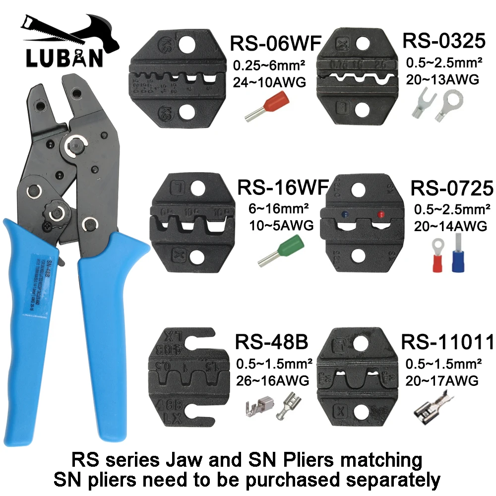 

LUBAN MINI EUROP STYLE crimping tool crimping plier die sets for RS series RS-06WF RS-16WF RS-48B RS-0235 RS-0725 RS-11011 jaws