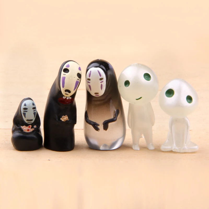 

5pcs/lot Hayao Miyazaki Princess Mononoke & Spirited Away No Face Figure PVC Action Figures Toys Collection Model Kids Toy Gifts