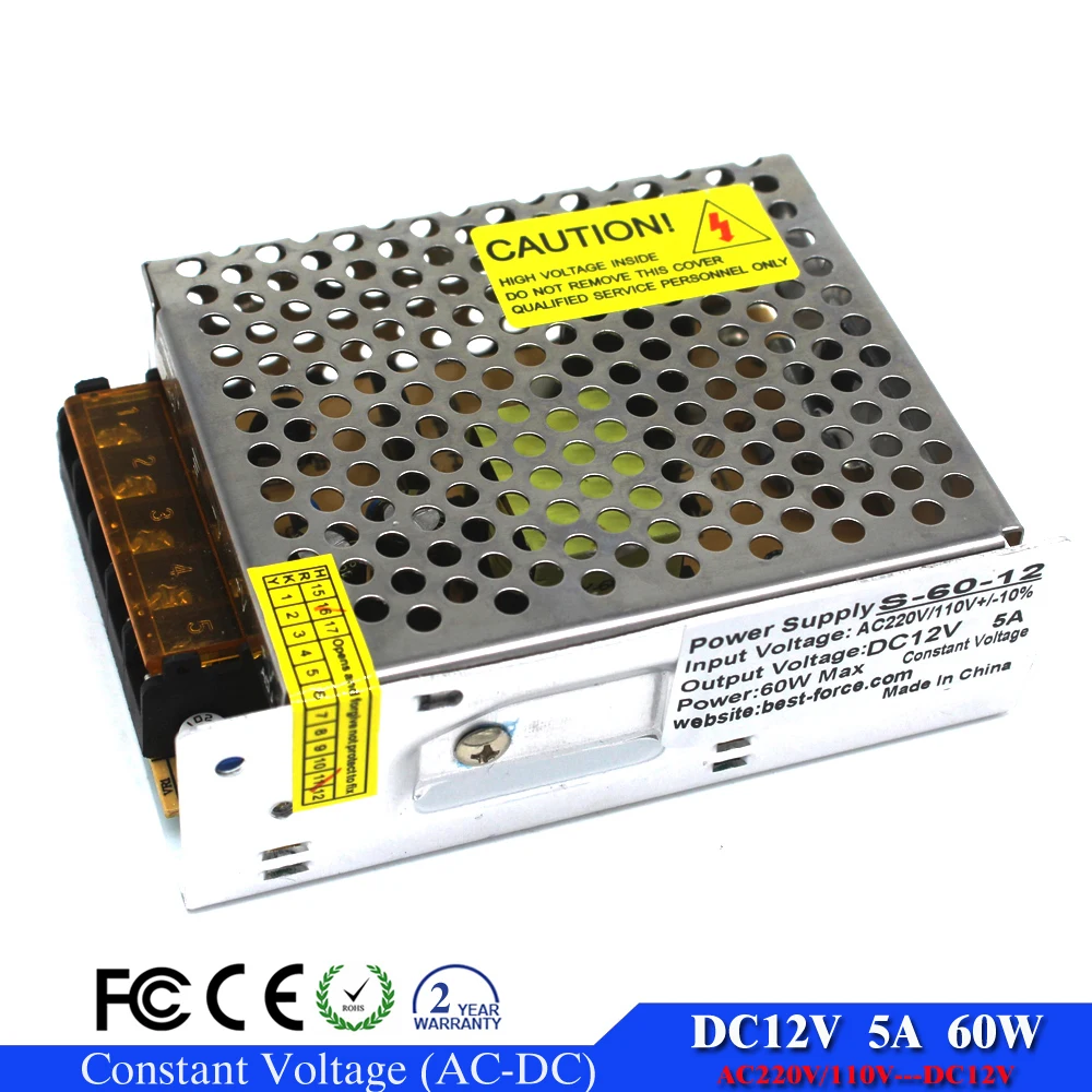 Universal 12V 5A 60W Regulated Power Supply Switching Driver