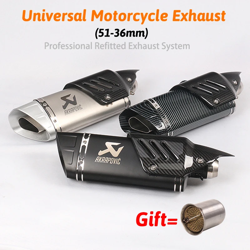 

500cc 600cc r11 carbon motorcycle exhaust pipe muffler R6 R1r3 CBR500 Z750 akrapovic exhaust tubo escape moto