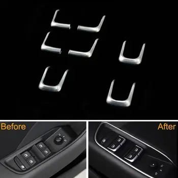 

7Pcs/set ABS Silver Car Interior Door Window Switch Lift Button Cover Trim Decoration For Audi A3 A6L Q3 Q5