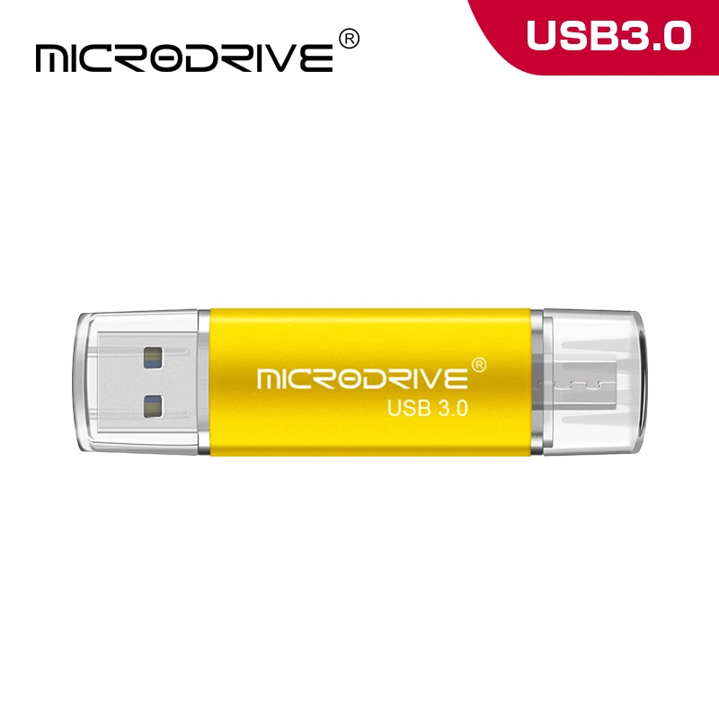 Быстрая скорость USB 3,0 OTG флеш-накопитель 64 Гб металлический USB флеш-накопитель 128 ГБ 32 ГБ 16 ГБ 8 ГБ двойное использование реальная емкость Флешка флеш-накопитель - Цвет: Золотой