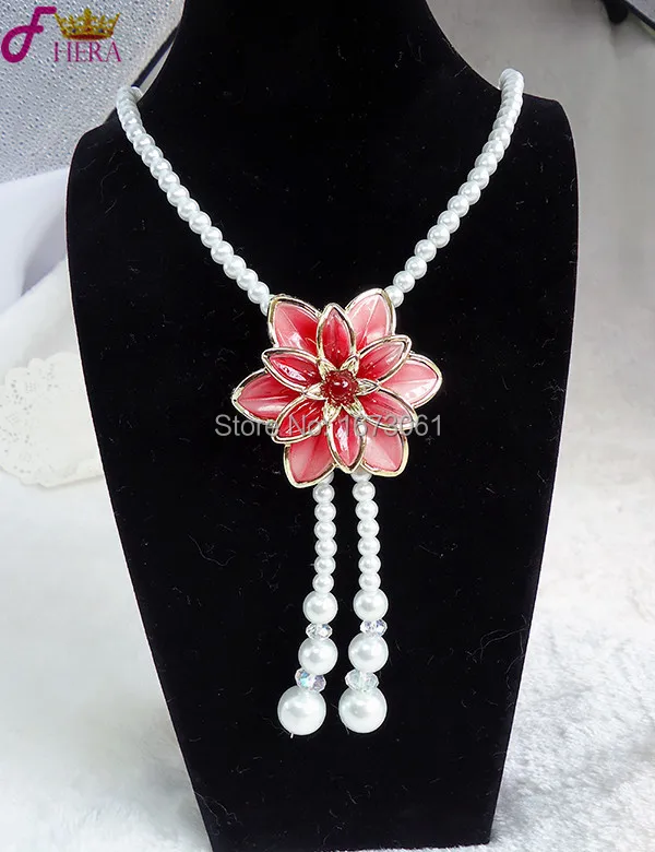 Austrian Crystal Necklaces Luxury Jewelry For Women Party Pearl Chain Fashion Flower With CZ Necklace 2015 New Arrivel Gift N055 | Украшения