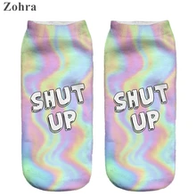 Zohra 2016 Cute Neon socks 3D Printing Female socks Women Low Cut Ankle Socks calcetines mujer Casual Hosiery Printed Sock